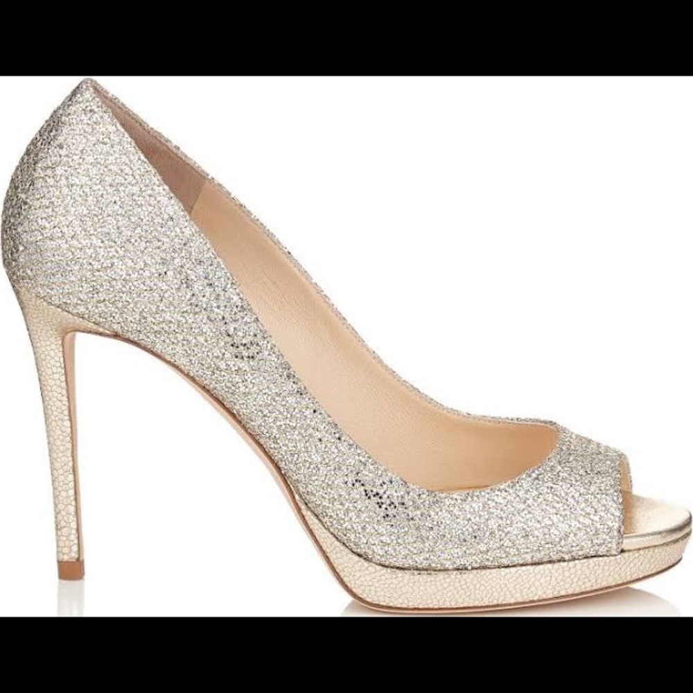 Authentic Jimmy Choo Luna Champagne Platform Pumps